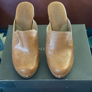 Anne Klein Tan Leather Mules